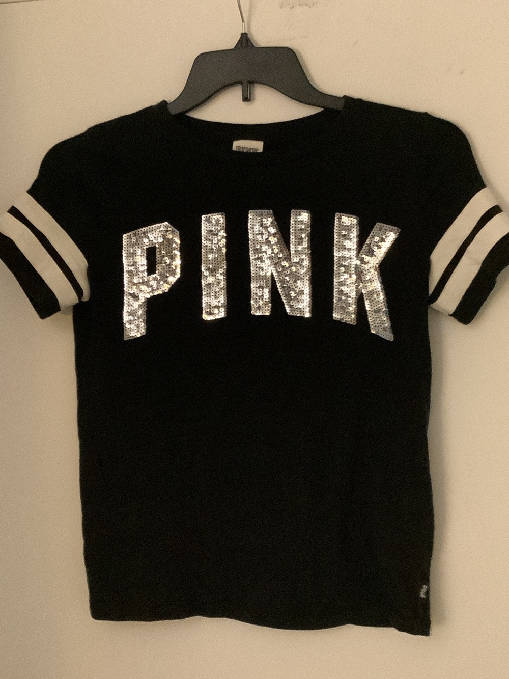 Y2K PINK Victoria's Secret Tee with Silver Sequin Logo collectors piece